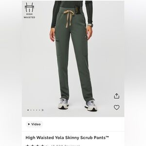 High Waisted Yola Skinny Scrub Pants - Green
